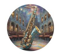 Saxophone 120 Piece Round Puzzle Musical Instrument Music Animal Shape Relaxing Home Decor Puzzle Stress Relief for Adults & Kids Creative Challeng Challenging 120 PCS