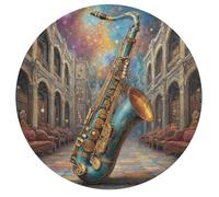 Saxophone 195 Piece Round Puzzle Musical Instrument Music Animal Shape Relaxing Activity Stress Relief Puzzle for Families Home Decor Creative Challenge Educational 195 PCS