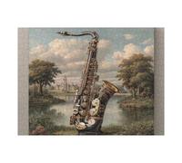 Saxophone 500 Pieces Classic Jigsaw Puzzle Musical Instrument Music Puzzle for Adults Concentration Training Wall Art Mental Exercise Cardboard 500 PCS