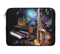 Saxophone and Piano Laptop Sleeve 10inch Laptop Protective Case for Women Men Shockproof Computer Cover Portable Notebook Briefcases Computer Carrying Bag Lap Top Protector Compatible with Notebooks