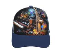 Saxophone and Piano Trucker Hat Baseball Cap Hat Golf Hat Running Hat Fishing Hat Gym Hat Workout Hat Fender Hat, Blue-style, One size