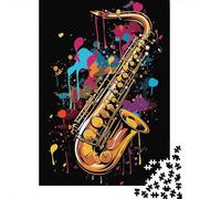 Saxophone Art Design Jigsaw Puzzles for Adults Interesting Puzzle Game 1000 Jigsaws Impossible Puzzle for Adults Gifts 38x26cm/1000pcs