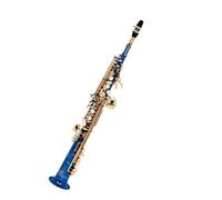 Saxophone Beginner Soprano Straight Saxophone Blue Woodwind Engraving Pattern Carrying Case Cleaning Kit Included