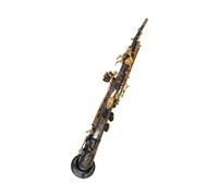 Saxophone Black Nickel Curved Bell Mouth Straight Tube Soprano Saxophone With Case And Gold Lacquer Keys