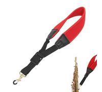 Saxophone Carrying Strap - Adjustable Padded Nylon Strap with Metal Hook | Comfortable Holder for Tenor, Soprano, Alto Saxophone and Clarinet | For Beginners, Music Students and Professional Musicians