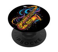 Saxophone Cartoon Look Reed Instrument PopSockets Adhesive PopGrip