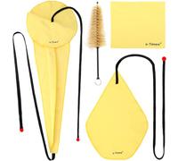 Saxophone Cleaning Cloth Kit, for Alto Tenor Soprano Sax and Other Wind & Woodwind Instruments, Including Cleaning Cloth (4 Pcs) & Mouthpiece Brush