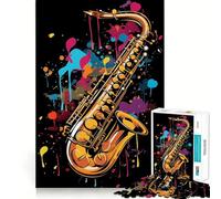 Saxophone Colorful 1000 Piece Jigsaw Puzzles for Adults Teenagers Recall Boost Calm Escape Smooth Cut Heartfelt Gift (38x26cm)