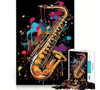 Saxophone Colorful 1000 Pieces Jigsaw Puzzles for Teenagers Solid Logic Toy Peaceful Fun Precision Cut Amazing Present (38x52cm)