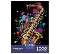 Saxophone Colorful Graffiti 1000 Piece Jigsaw Puzzle for Adults Night View Puzzle Game for Family Relaxation Focus Home Gift 52x38cm/1000pcs