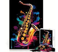 Saxophone Colorful Jigsaw Puzzle 1000 Piece for Teenagers Logic Train Toy Light Relax Smooth Cut Wall Art Decor (38x52cm)