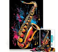Saxophone Colorful Jigsaw Puzzle 1000 Piece for Teenagers Logic Train Toy Light Relax Smooth Cut Wall Art Decor (50x75cm)