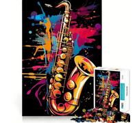 Saxophone Colorful Jigsaw Puzzles for Teenagers 1000 Piece Wise Think Toy Gentle Leisure Tight Cut Santa Wish List (38x52cm)