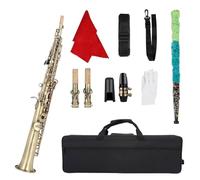 saxophone Cyan Bronze Straight Bb Soprano Saxophone Lacquered Gold Carve Pattern Woodwind Instrument With Case Reed