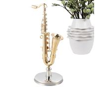 Saxophone Figurine | Saxophone Collectible Figurines Model | Brass Musical Instrument Collectible with Stand Case for Display Kids Adults Christmas Birthday Doll House Accessories