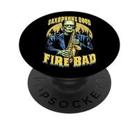 Saxophone Good Fire Bad Funny Saxophonist Music Frankenstein PopSockets Adhesive PopGrip