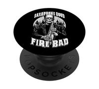 Saxophone Good Fire Bad Funny Saxophonist Music Frankenstein PopSockets Adhesive PopGrip