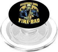 Saxophone Good Fire Bad Funny Saxophonist Music Frankenstein PopSockets PopGrip for MagSafe
