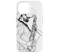 Saxophone Guy One Line Drawing Jazz Music for Boys Case for iPhone 14