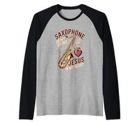 Saxophone in My Veins Jesus in My Heart Worship Raglan Baseball Tee