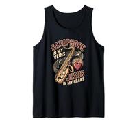 Saxophone in My Veins Jesus in My Heart Worship Tank Top
