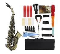 Saxophone Instrument Bb Soprano Saxophone B Flat Sax Red/Cyan Antique Imitate Classical Carve Pattern Saxophone With Box Accessories (Color : Cyan antique)