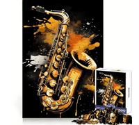 Saxophone Jazz 1000 Piece Jigsaws for Adults Puzzle Strengthen Memory Warm Time Clean Edge (50x75cm)