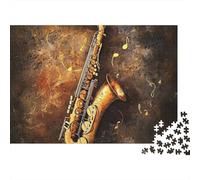 Saxophone Jazz Art Recycled Cardboard 1000 Piece Musical Instrument Style Puzzle Bundle, Brain Training, Personalised Gift, Wall Decor & Office Break Fun 52x38cm/1000pcs