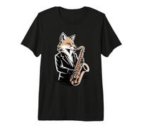 Saxophone Jazz Fox Musician Night Mood Premium T-Shirt