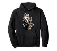 Saxophone Jazz Fox Musician Night Mood Pullover Hoodie