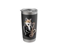 Saxophone Jazz Fox Musician Night Mood Stainless Steel Insulated Tumbler