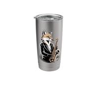 Saxophone Jazz Fox Musician Night Mood Stainless Steel Insulated Tumbler