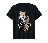 Saxophone Jazz Fox Musician Night Mood T-Shirt
