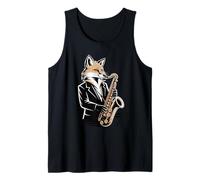 Saxophone Jazz Fox Musician Night Mood Tank Top