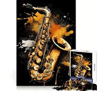 Saxophone Jazz Jigsaw Puzzle 1000 Piece for Teenagers Logic Train Toy Light Relax Smooth Cut Wall Art Decor (38x26cm)