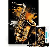 Saxophone Jazz Jigsaw Puzzles for Adults1000 Pieces Clear Logic Toy Leisure Time Perfect Cut Creative Gift (38x52cm)