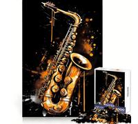 Saxophone Jazz Jigsaw Puzzles for Teenagers 1000 Pieces Wise Think Toy Leisure Fun Clear Cut Wall Art Decor (38x26cm)