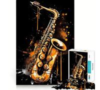 Saxophone Jazz Jigsaw Puzzles for Teenagers 1000 Pieces Wise Think Toy Leisure Fun Clear Cut Wall Art Decor (38x26cm)
