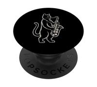Saxophone Jazz Music Cat Player PopSockets Adhesive PopGrip