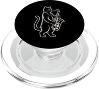 Saxophone Jazz Music Cat Player PopSockets PopGrip for MagSafe