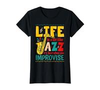 Saxophone Jazz Music Lover Funny Sax Player Men Women T-Shirt, Women, Black, Medium