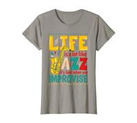 Saxophone Jazz Music Lover Funny Sax Player Men Women T-Shirt, Women, Slate Grey, X-Small