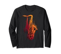 Saxophone Jazz Musician Abstract Sax Instrument Long Sleeve T-Shirt