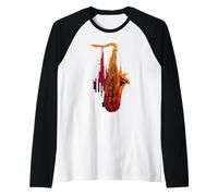 Saxophone Jazz Musician Abstract Sax Instrument Raglan Baseball Tee