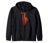 Saxophone Jazz Musician Abstract Sax Instrument Zip Hoodie