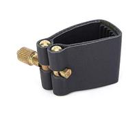 Saxophone Ligature Black PU Leather Musical Instrument Accessories for Sax Players (C65 midrange)