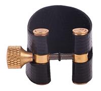 Saxophone Ligature Fastener, Adjustable Screw Sax Ligature for Rubber Mouthpieces, Black Composite Leather Saxophone Ligature Replacement with Uniform Sound Enhancement (Alto Voice)