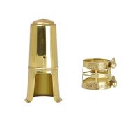 Saxophone Metal Mouthpiece Ligature Clip And Mouthpiece Cap Double Screws Adjust Golden Alto Tenor Sax Accessories (Color : Tenor)