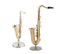 Saxophone Miniature, Warm Present, 1set, Miniature Saxophone Figurine, Brass Musical Instrument Model, Fade-Resistant Finish, For, Desk, Shelf, Adults, Children