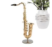 Saxophone Model,Brass Mini Musical Equipment | Brass Musical Instrument Collectible with Stand Case for Display Kids Adults Christmas Birthday Doll House Accessories